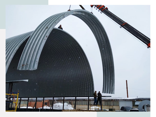 Полукруглые ангары в Барнауле